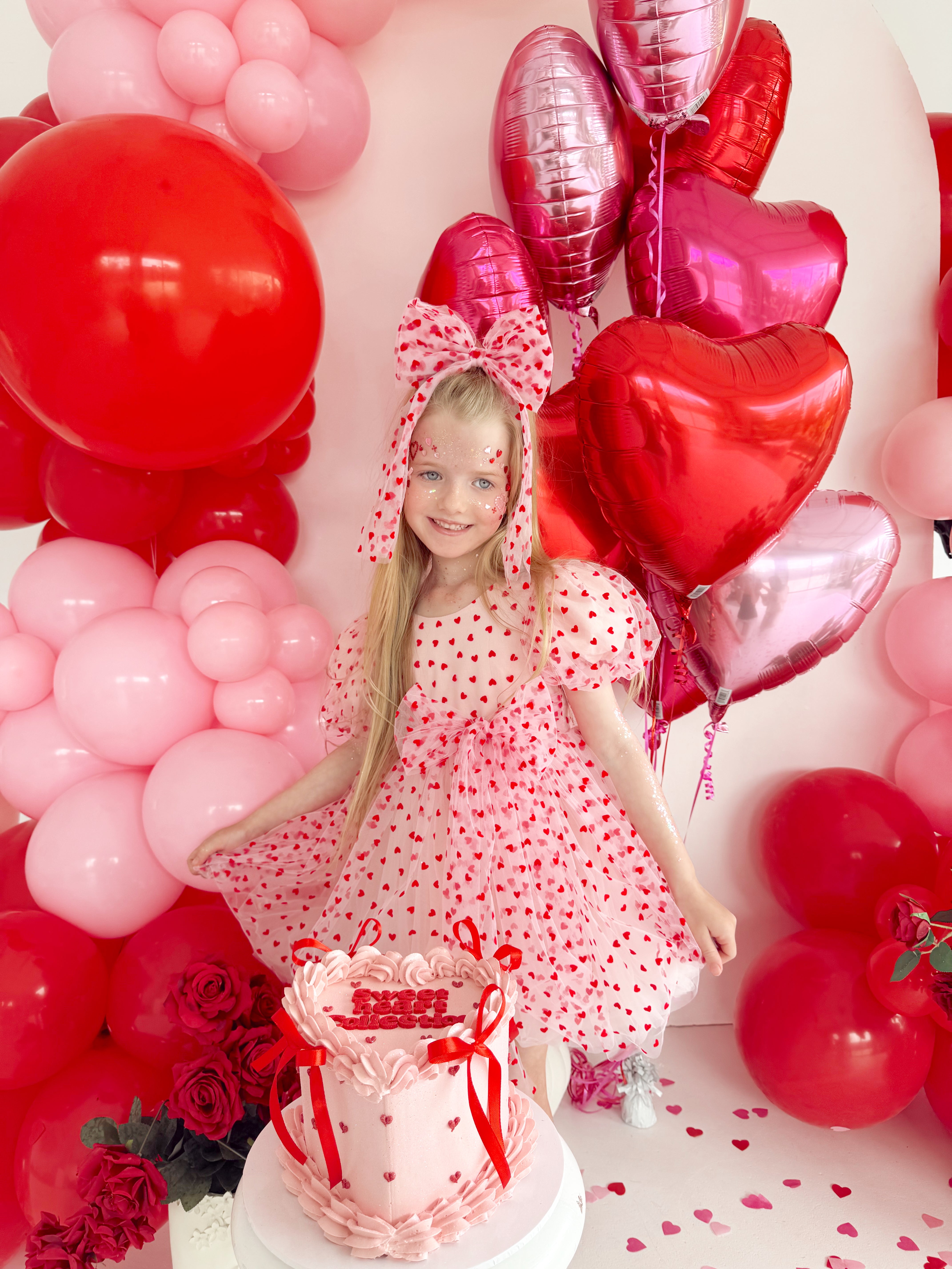 red dress with pink hearts Women's Dresses