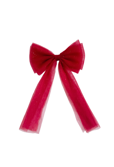 Ruby Red Tulle Bow