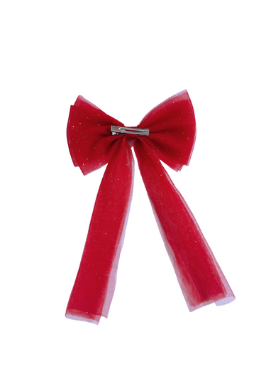 Ruby Red Tulle Bow