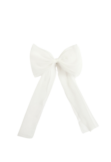 Briar White Tulle Girls Hair Bow