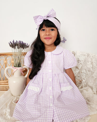 Evie Lou Purple Gingham Girls Dress