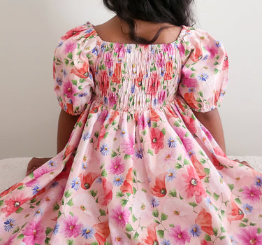 Peach Blossom Girls Floral Dress