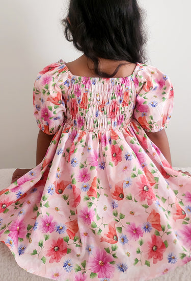 Peach Blossom Girls Floral Dress