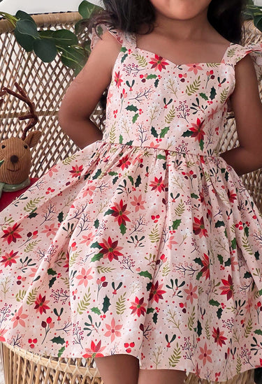 Holiday Blossom Girls Pink Floral Dress