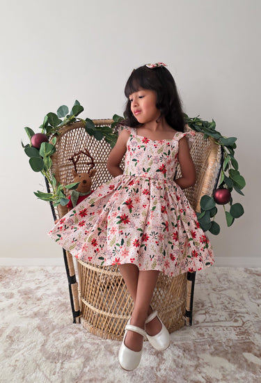 Holiday Blossom Girls Pink Floral Dress