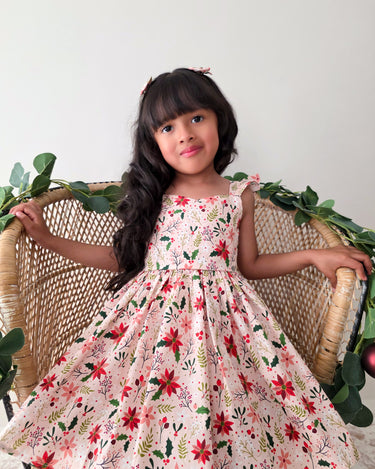 Holiday Blossom Girls Pink Floral Dress