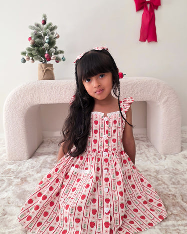 Strawberry Sweetheart Girls Red Floral Dress