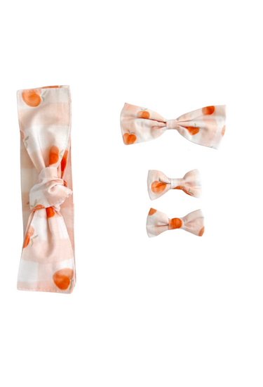 Peaches Gingham Baby Girl Hair Accessories
