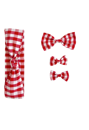Picnic Red Gingham Baby Girl Hair Accessories