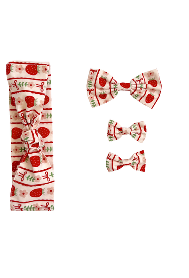 Strawberry Sweetheart Baby Girl Red Floral Hair Accessories