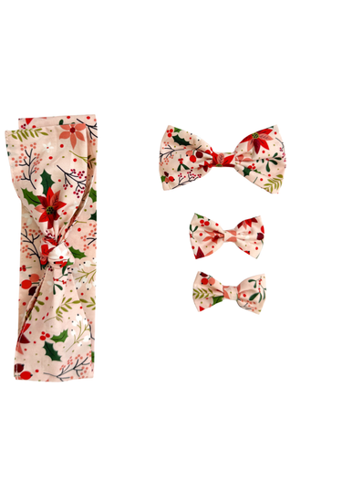 Holiday Blossom Baby Girl Pink Floral Hair Accessories