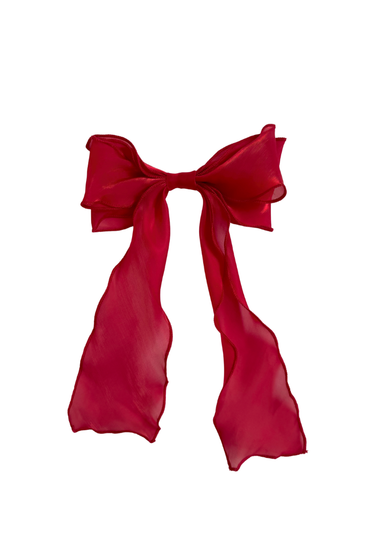 Ruby Red Organza Girls Hair Bow