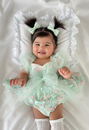 Accessoires pour cheveux en tulle rose menthe poivrée pour bébé fille