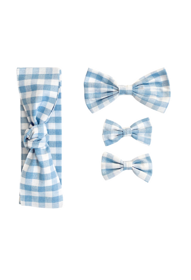 Ella Blue Gingham Baby Girl Hair Accessories