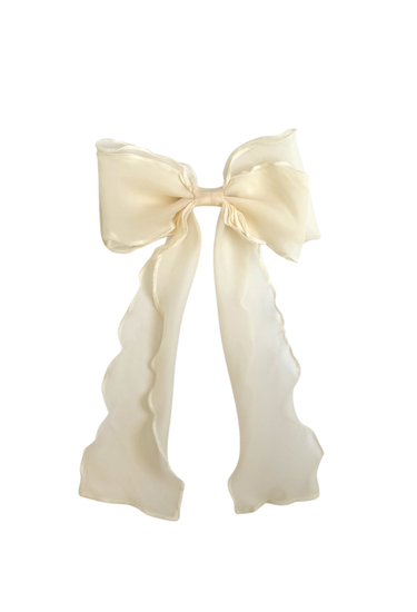 Alette Matte Cream Organza Girls Hair Bow