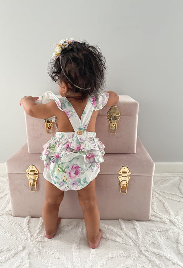 Gigi Rose - Barboteuse fleurie pour bébé fille
