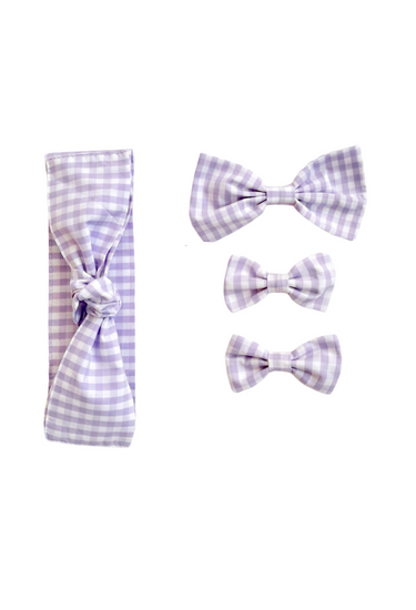 Evie Lou Purple Gingham Baby Girl Hair Accessories