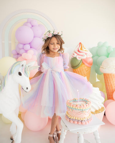 Unicorn Party Girls Rainbow Tulle Dress – Arabella Rose