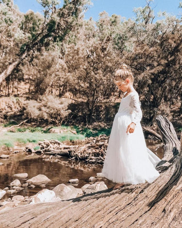 Swan White Flower Girl Lace Dress - Special Occasion Wear 3 Swan White Flower Girl Lace Dress - Special Occasion Wear 3