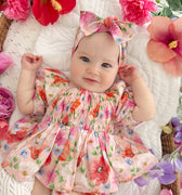 Peach Blossom Baby Girl Floral Romper