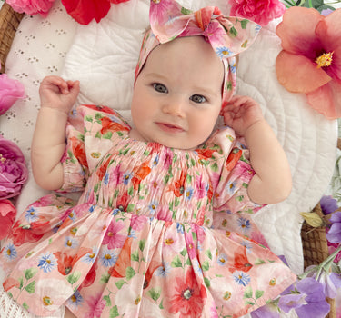 Peach Blossom Baby Girl Floral Romper