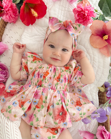 Peach Blossom Baby Girl Floral Romper