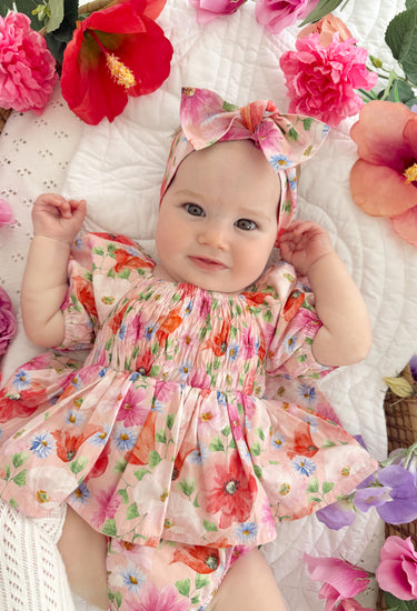 Peach Blossom Baby Girl Floral Romper