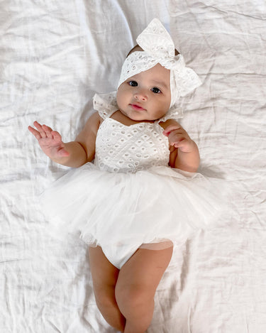 Trixie Belle White Tutu Baby Girl Dress Romper