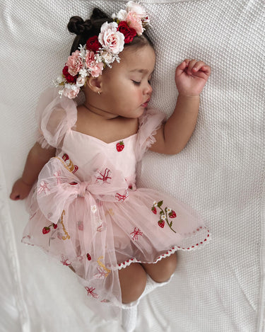 Strawberry Fields Pink Baby Girl Tulle Dress Romper - Special Occasion 0 Strawberry Fields Pink Baby Girl Tulle Dress Romper - Special Occasion 0