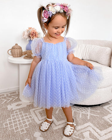 Swiss Dot Gardenia Dress - Periwinkle