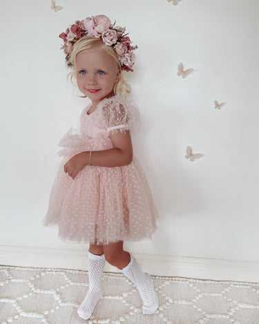 Swiss Dot Gardenia Dress - Pink Rose