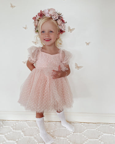 Swiss Dot Gardenia Dress - Pink Rose