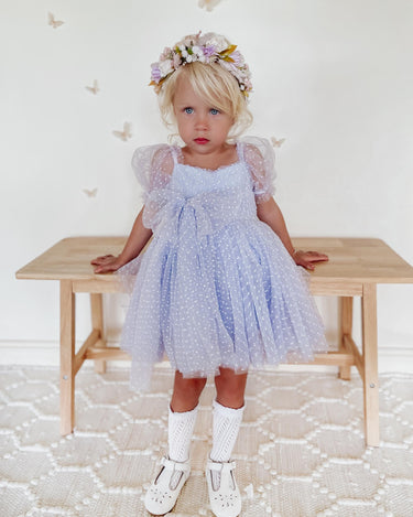 Swiss Dot Gardenia Dress - Periwinkle