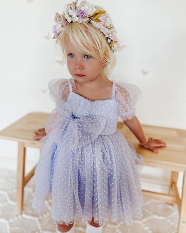 Swiss Dot Gardenia Dress - Periwinkle