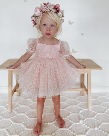 Swiss Dot Gardenia Dress - Pink Rose