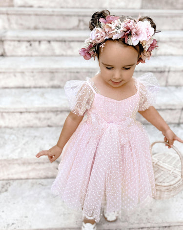 Swiss Dot Gardenia Dress - Pink Rose