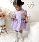 Evie Lou Purple Gingham Girls Dress