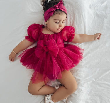 Flower Fairy Romper - Ruby Red Sparkle