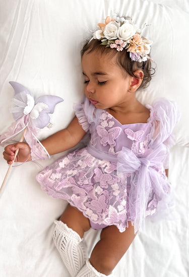 Butterfly Kisses Romper - Lilac Pink Rose