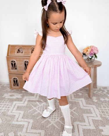 Frankie June Pink Gingham Girls Dress