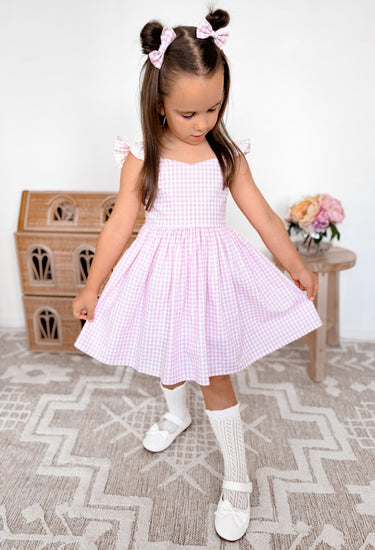 Frankie June Pink Gingham Girls Dress