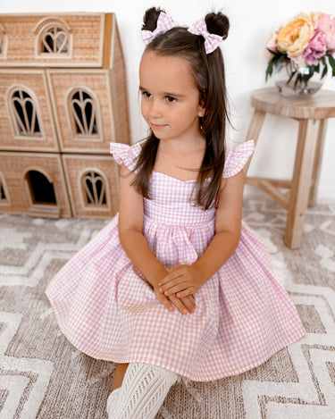 Frankie June Pink Gingham Girls Dress