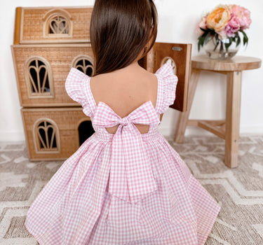 Frankie June Pink Gingham Girls Dress