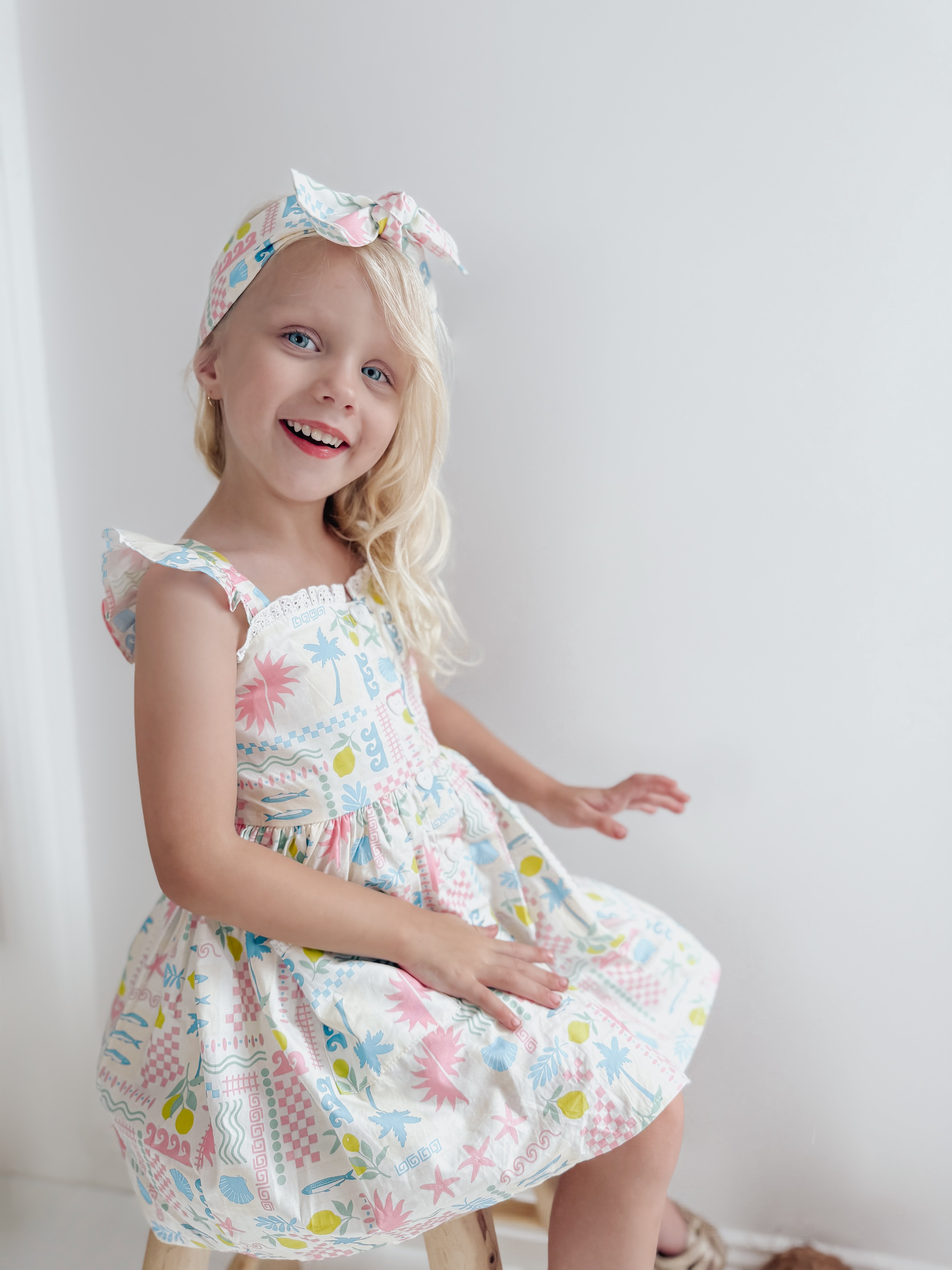 Tropicana Girls Floral White Dress – Sweet Euro Print & Lace Detail