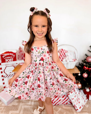 Holiday Blossom Girls Pink Floral Dress