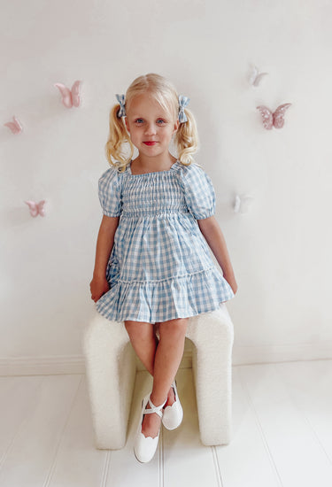 Ella Blue Gingham Dress