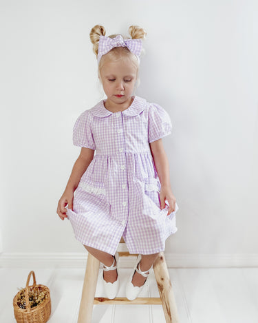 Evie Lou Purple Gingham Girls Dress