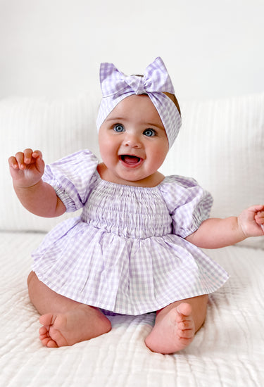 Evie Lou Purple Gingham Baby Girl Hair Accessories