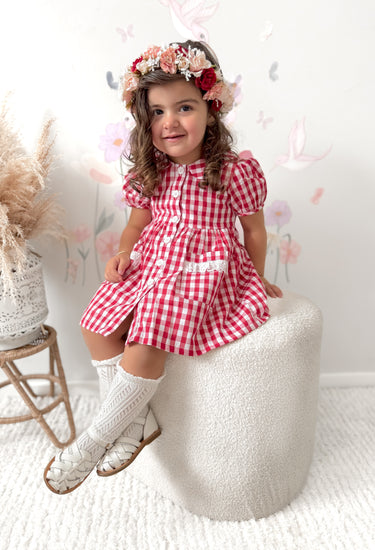 Celeste Holly Red Gingham Girls Dress