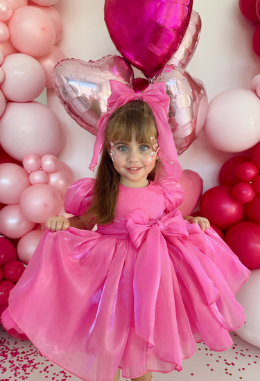 Fuchsia Pink Organza Baby Girls Hair Bow